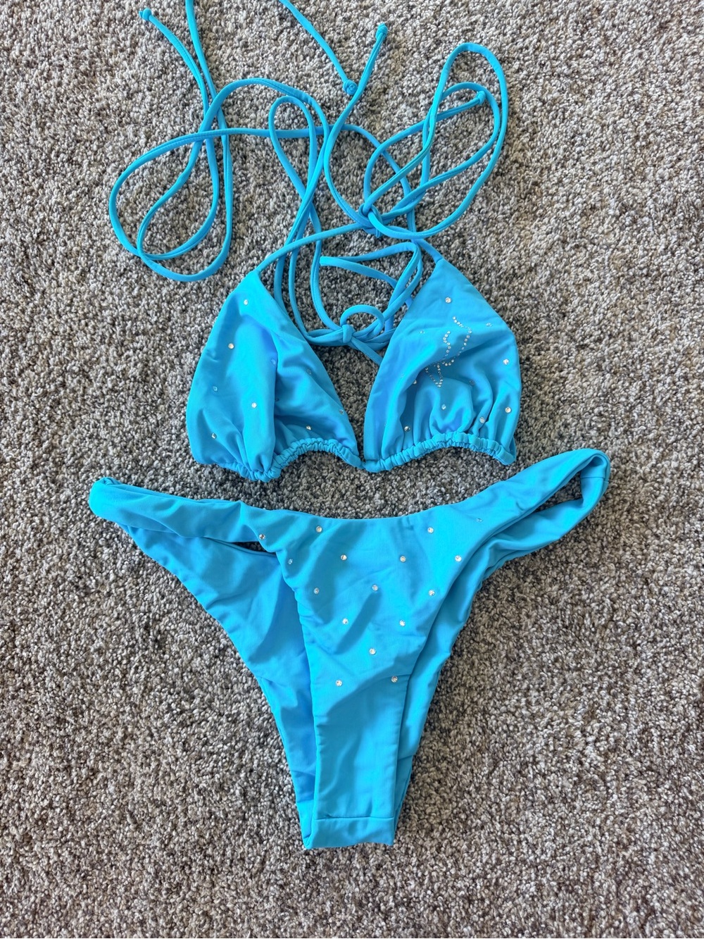 Inamorata Turquoise Rhinestone Bikini Set